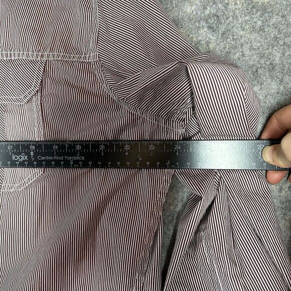 Ecko Unltd Shirt Mens XL Striped Button Down Burgundy Red Y2K Cotton - Picture 3 of 7